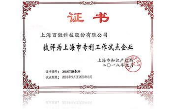 上海(hai)市(shi)專(zhuan)利工(gong)作(zuo)試(shi)點(dian)企(qi)業(ye)
